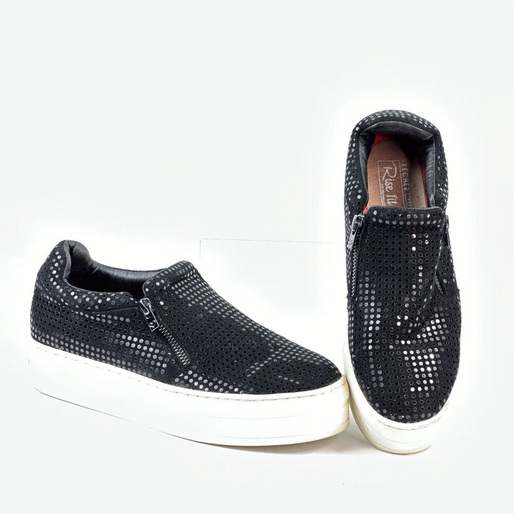 Skechers Platform Shoes Womens 7.5 Street Uplift Disco Dreams Black Sneakers Fun